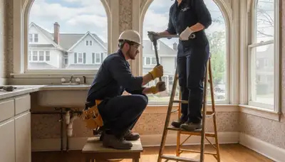 Plumber repairing a leak in Pittsburgh, PA for plumbing repair service