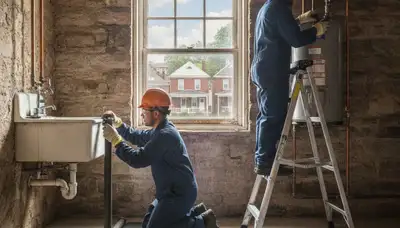 Plumber repairing a pipe in Pittsburgh, PA, for residential plumbing service