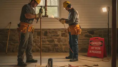 Plumber repairing pipe in Pittsburgh, PA for residential plumbing service