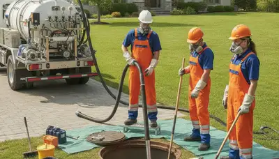 Pittsburgh plumber cleaning a septic tank for local home maintenance