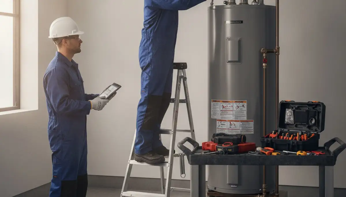 Pittsburgh, PA plumber repairing a water heater for a local home service call